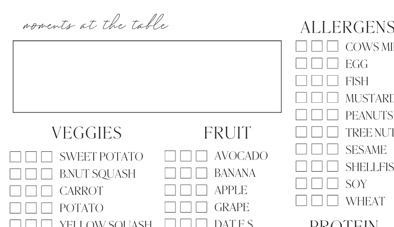 First Foods Printable PDF